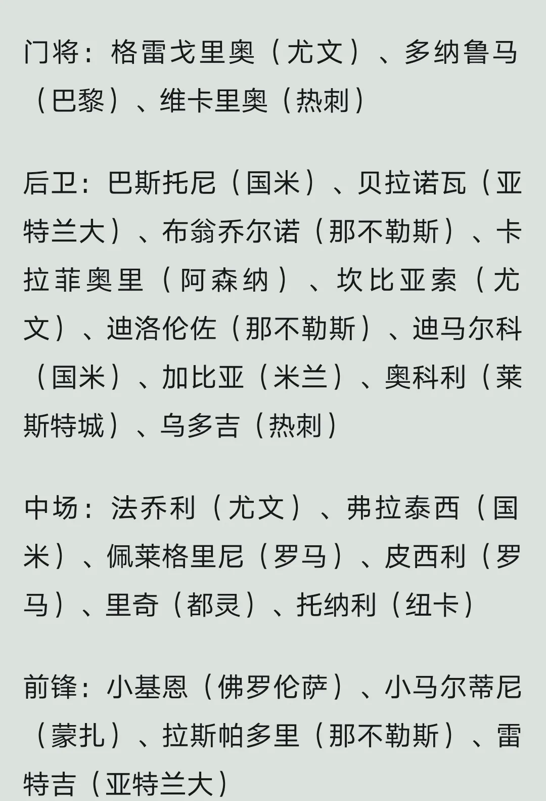 意大利联赛球队实力逐渐昭示